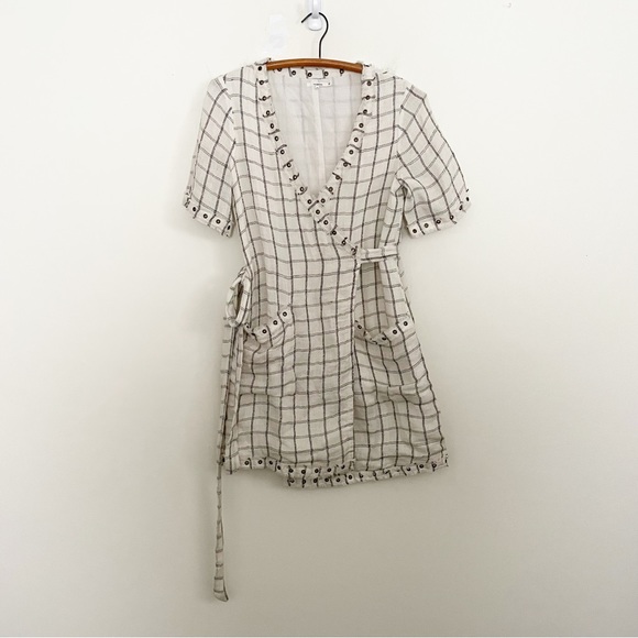 Gigi Hadid Blogger Favorite Tularosa Rocky Wrap Dress Grommets Linen Size Small - Picture 3 of 11